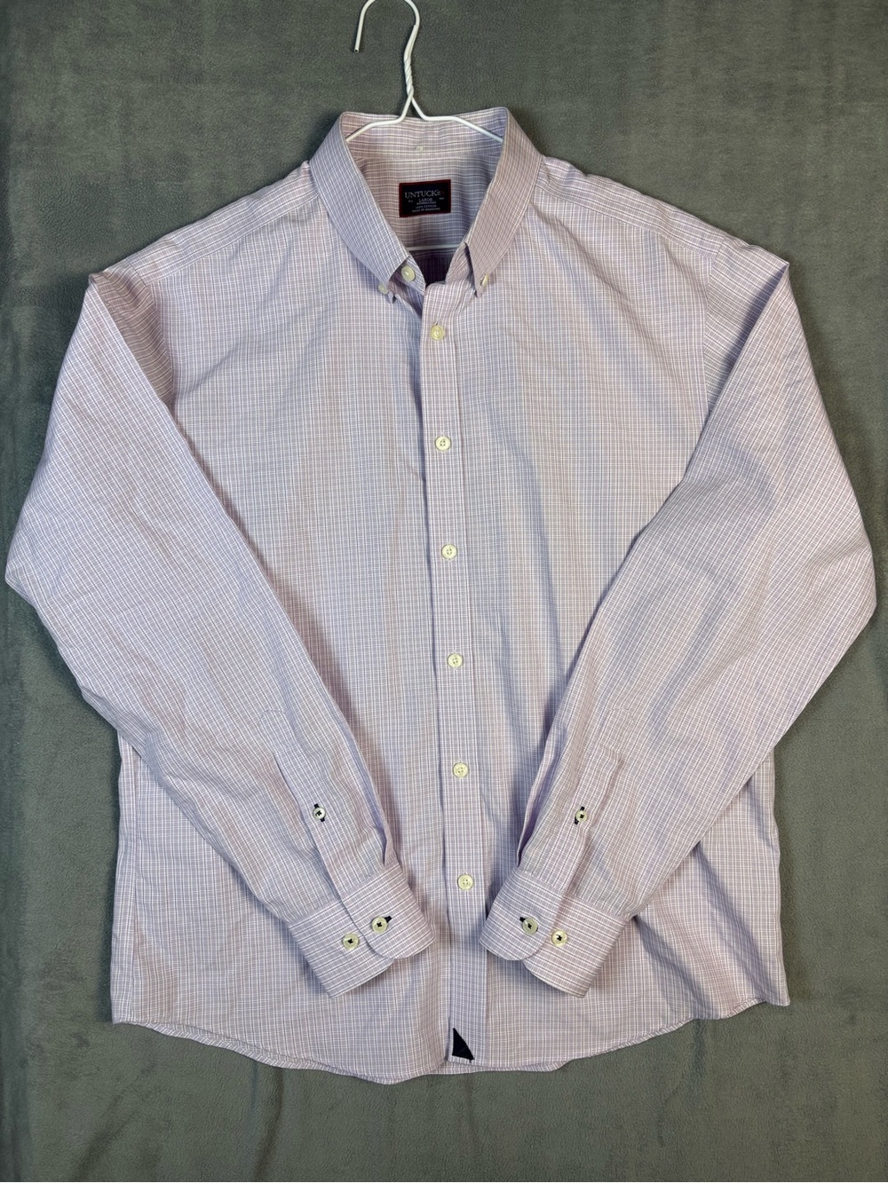 UNTUCKit Azelia Shirt Mens L Large Purple Check Wrinkle Free Regular Fit